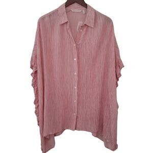 Soft Surroundings Lilou Ruffle Oversized Button Down Shirt